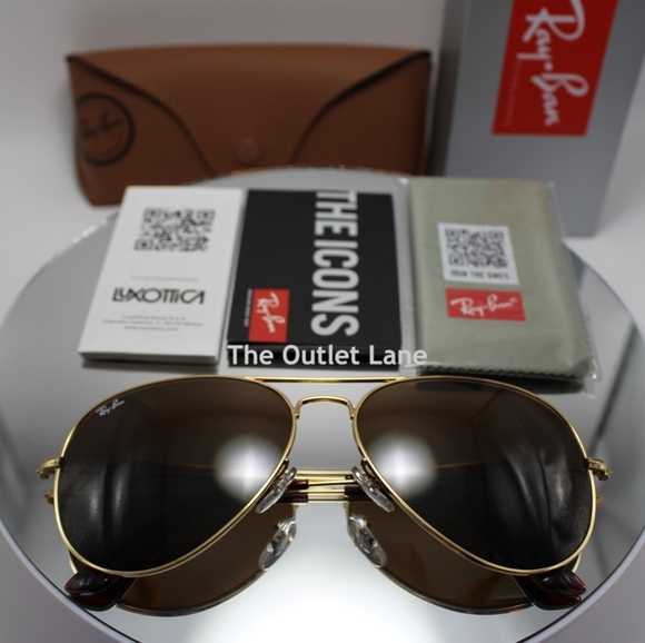 Model Display RayBan Aviator Brown Lens RB3025 Gold Frame - Picture 14 of 16